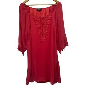 NAIF Vibrant pink boho tunic with embroidery, very flowy size S‎